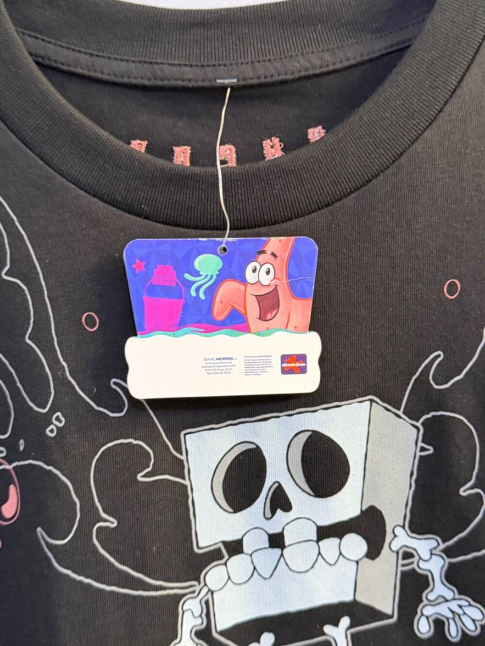 Nickelodeon SpongeBob SquarePants Skeleton Metal Graphic T-Shirt Black Large NWT - Picture 6 of 11